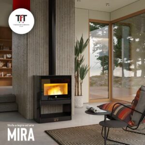 Stufa a Legna MIRA – Design Moderno con Ventole e Telecomando