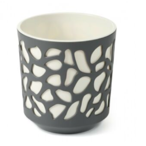 Vaso Duet Antracite-Crema – Design Bicolore Moderno per Interni ed Esterni – Plastica Resistente