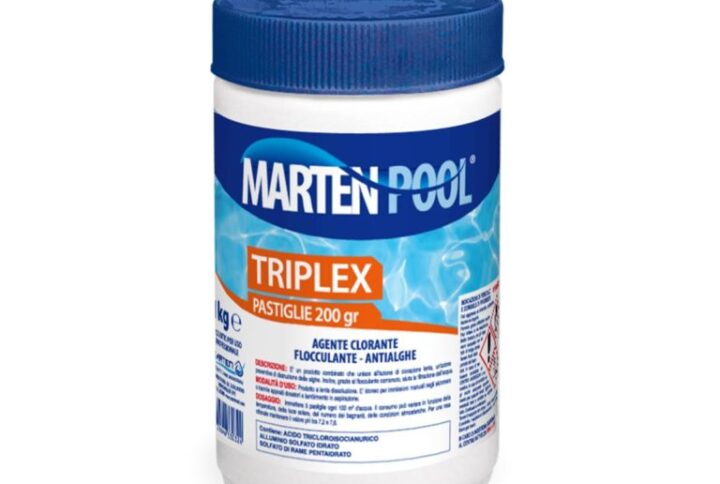 Triplex Pastiglie Piscina 200g – Azione Lenta e Antialghe – 1 kg