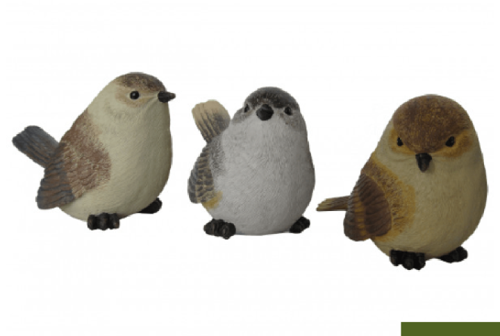 Set 3 Uccellini in Poliresina – Decorazioni Resistenti da Giardino