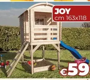 Casetta in Legno per Bambini Joy – Con Sabbiera e Scivolo, 163×118 cm Casetta in Legno per Bambini Joy – Con Sabbiera e Scivolo, 163×118 cm