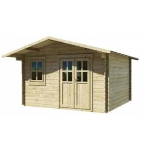 Casetta in Legno Flower – Abete Naturale con Porta Doppia e Pavimento in Legno – 380×380 cm