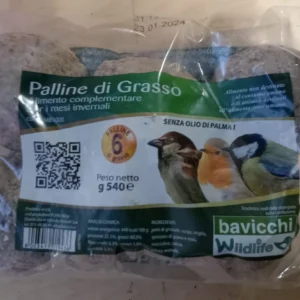 Palline di Grasso per Uccelli Selvatici – Energia invernale naturale – 6 pezzi (540 g)