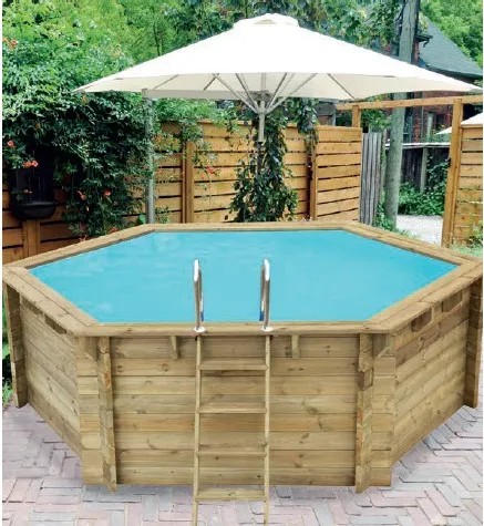 Piscina Esagonale in Legno – Ø360 cm, con Filtrazione -LOSA