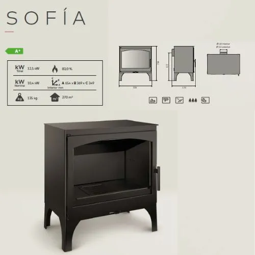 Stufa a Legna Ferlux SOFIA – 10,4 kW, Acciaio al Carbonio