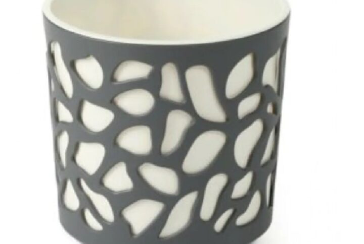 Vaso Duet Antracite-Crema Ø 25.5 × h 26.8 – Plastica Resistente per Interni ed Esterni