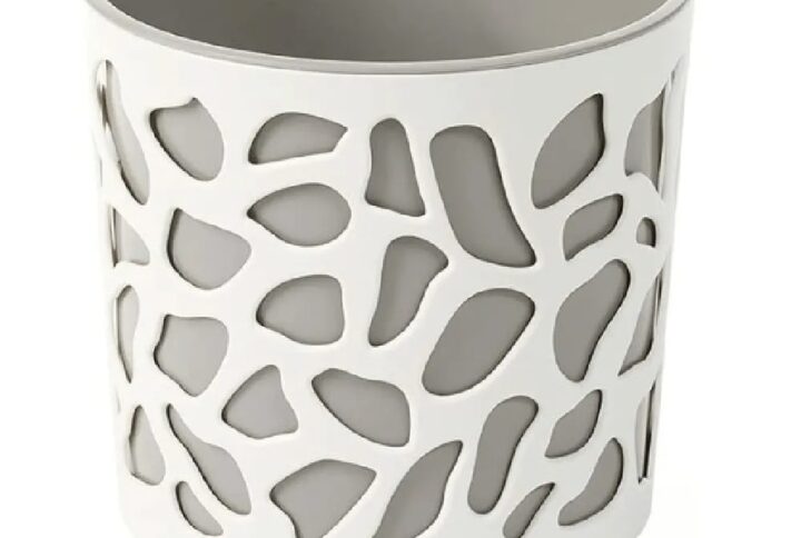 Vaso Duet Crema-Tortora in Plastica – Design Bicolore per Interni ed Esterni – Ø 19.5 cm x h 20.1 cm
