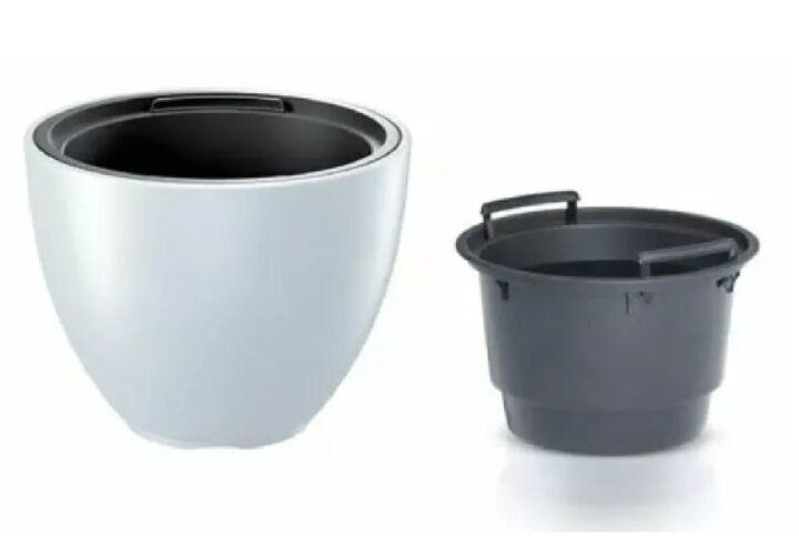 Vaso Heos Caspò con Inserto – Plastica Resistente per Interni ed Esterni – Ø 30 cm x h 23 cm