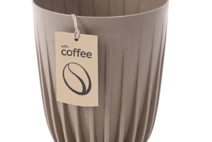 Vaso Mira Beige in Plastica Riciclata – Design Sostenibile per Interni ed Esterni – Ø 25 cm × H 29,7 cm