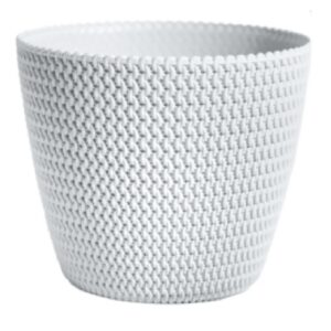 Vaso Splofy Bianco in Plastica – Design Intrecciato – Ø 16 x h 13 cm