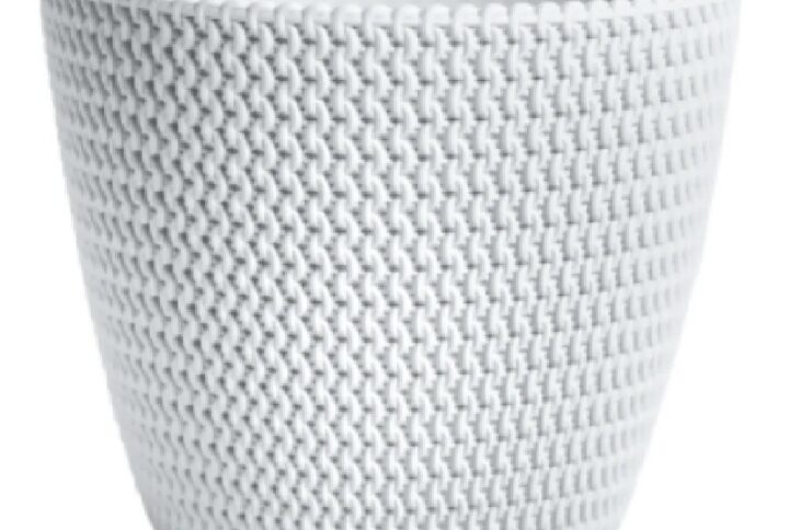 Vaso Splofy Bianco in Plastica – Design Intrecciato – Ø 13 x h 11 cm