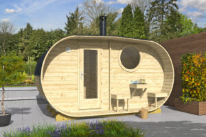 Sauna ovale Forssa a 2 ambienti 400 × 235 cm