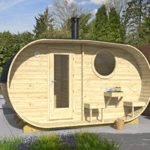 Sauna ovale Forssa a 2 ambienti 400 × 235 cm