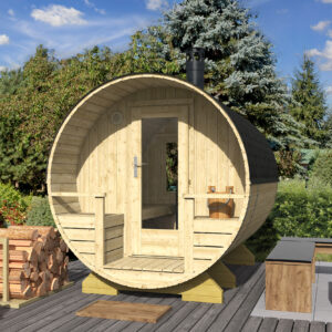 Sauna Botte KERAVA Ø 210 × 267 cm con Stufa a Legna