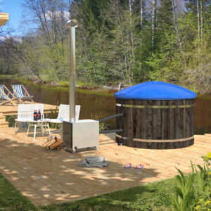 Botte idromassaggio Standard Ø 180 cm blu con coperchio