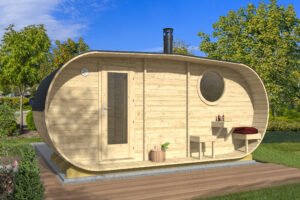 Sauna ovale Lohja a 3 ambienti 500 × 235 cm