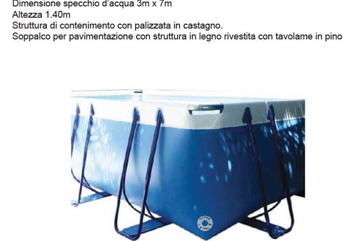 piscina fuoriterra con soppalco