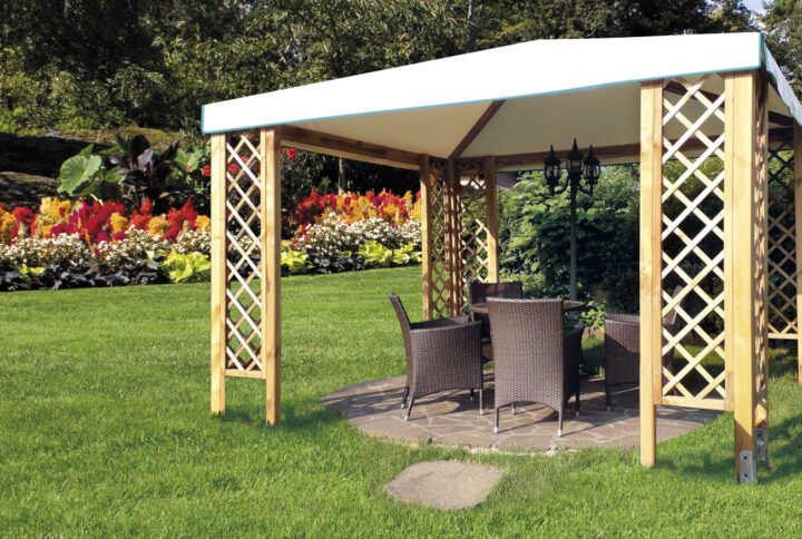 Gazebo Capri 360×300 cm con Grigliati e Telo in PVC